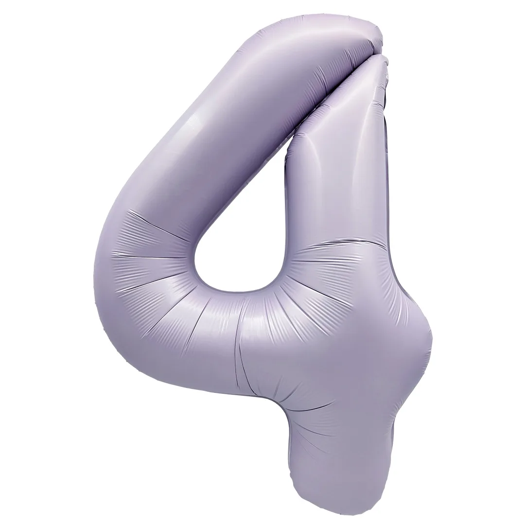 F 40"/102см Цифра "4" Сиреневый, Сатин, 1 шт. в уп.,(Китай)