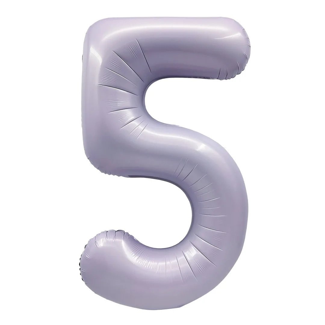 F 40"/102см Цифра "5" Сиреневый, Сатин, 1 шт. в уп.,(Китай)