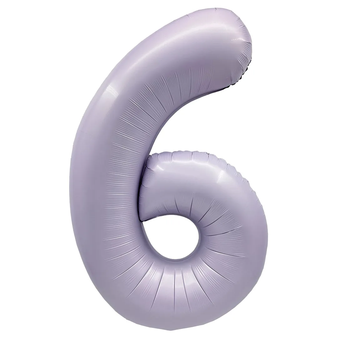F 40"/102см Цифра "6" Сиреневый, Сатин, 1 шт. в уп.,(Китай)