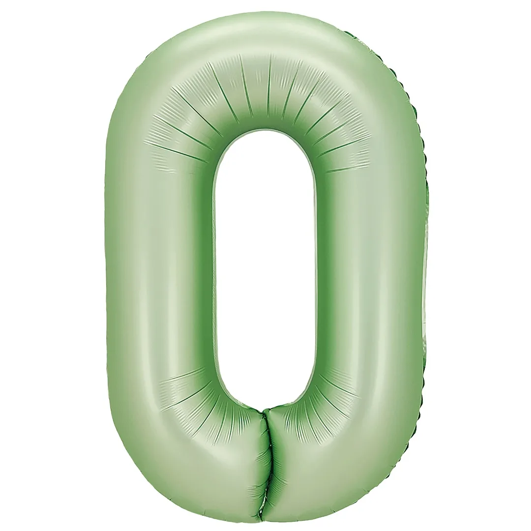 F 40"/102см Цифра "0" Авокадо, Сатин, 1 шт. в уп., (Китай)