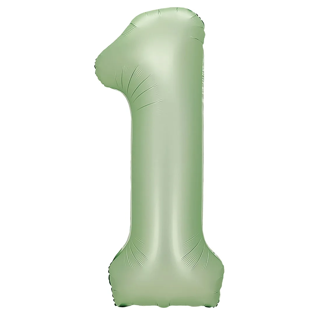 F 40"/102см Цифра "1" Авокадо, Сатин, 1 шт. в уп., (Китай)