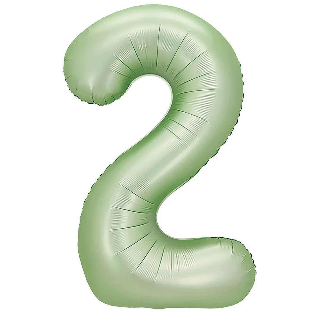 F 40"/102см Цифра "2" Авокадо, Сатин, 1 шт. в уп., (Китай)