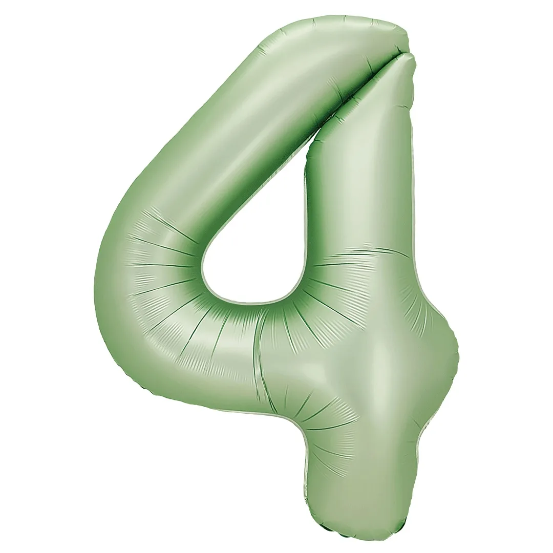 F 40"/102см Цифра "4" Авокадо, Сатин, 1 шт. в уп., (Китай)