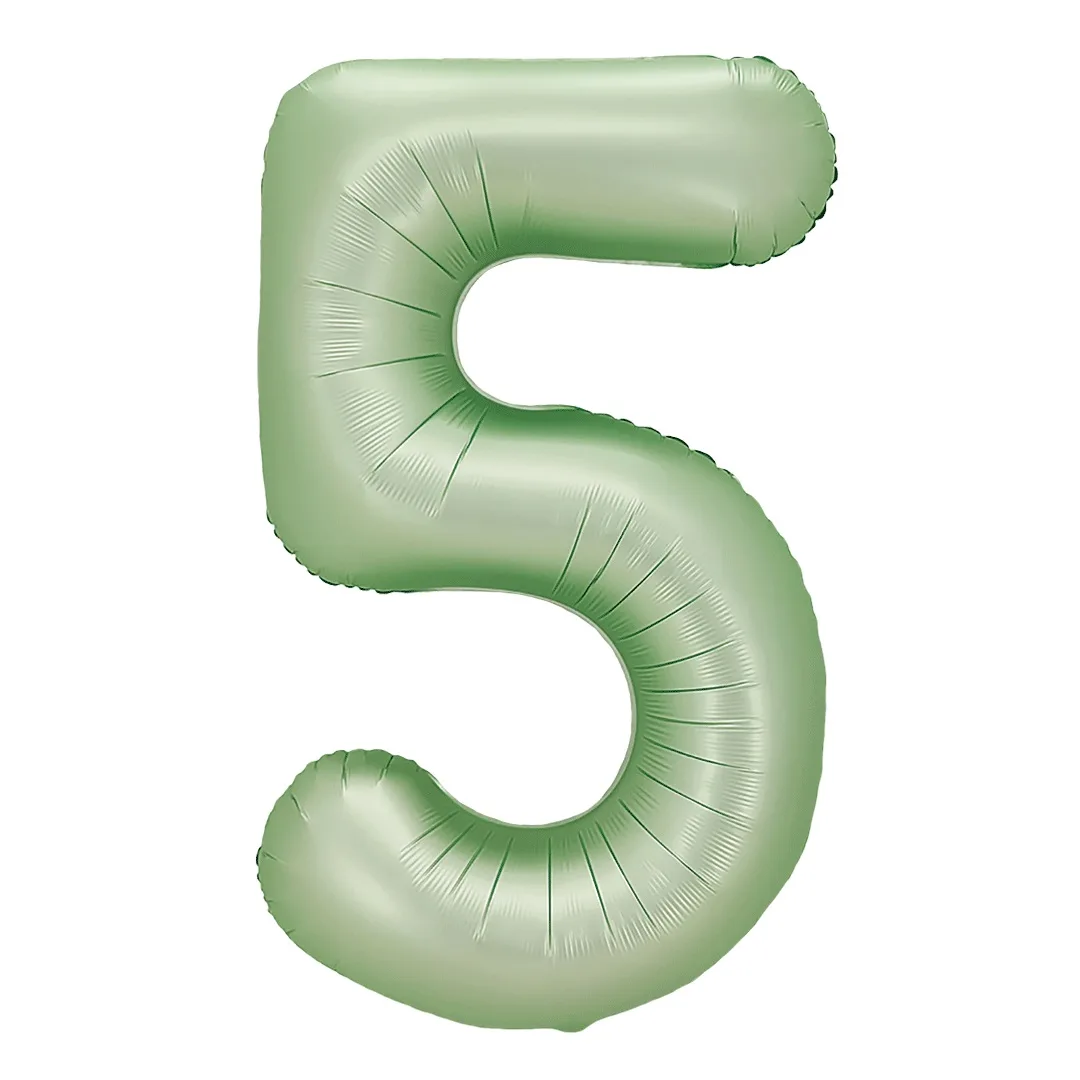 F 40"/102см Цифра "5" Авокадо, Сатин, 1 шт. в уп., (Китай)