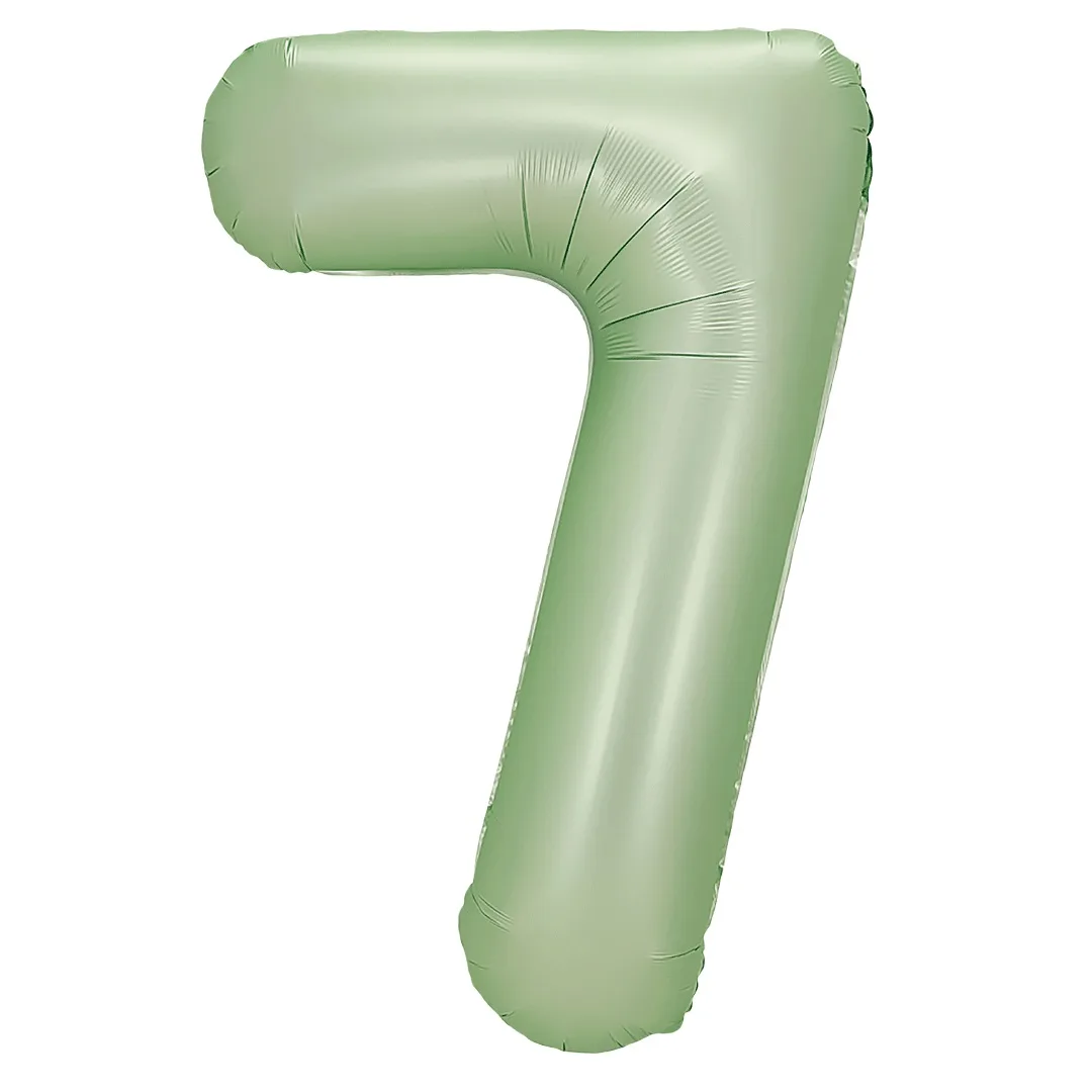 F 40"/102см Цифра "7" Авокадо, Сатин, 1 шт. в уп., (Китай)