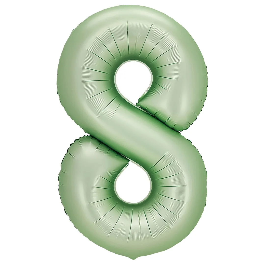 F 40"/102см Цифра "8" Авокадо, Сатин, 1 шт. в уп., (Китай)