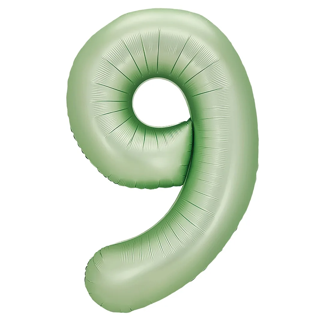 F 40"/102см Цифра "9" Авокадо, Сатин, 1 шт. в уп., (Китай)