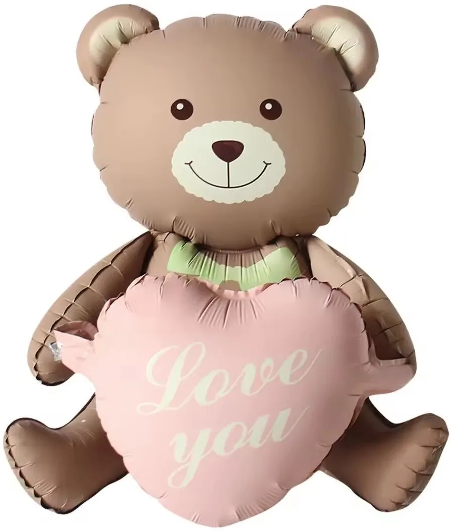 F 42"107см Мишка с сердцем, Сатин, 1 шт. в уп.(Китай)