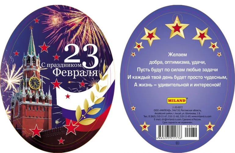 Открытка С праздником 23 февраля  100х75 (20 шт.)