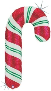 G 41"/104см Леденец трость, Красный, Голография, 1 шт. (Италия)