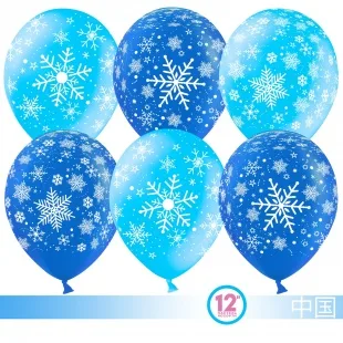 К 12"/30см Снежинки, Голубой/Синий, Пастель, 5 ст., 100 шт.(Китай)