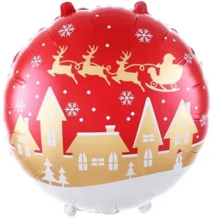 F 18"/46см Круг, Новогодняя ночь, красный, 1 шт. (Китай)