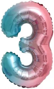 F 16''/41 см Мини-цифра, 3, Нежная радуга, Градиент, 1 шт. (Китай)