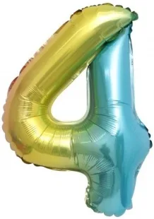 F 16''/41 см Мини-цифра, 4, Нежная радуга, Градиент, 1 шт. (Китай)