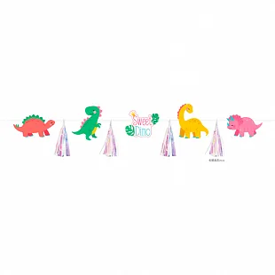 Гирлянда бумажная с тасселом (фигурная форма) "Милые Динозаврики" 2,2м