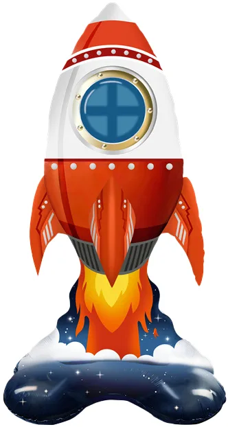 Шар 3D (35''/89 см) Фигура на подставке, Ракета, 1 шт. в уп.