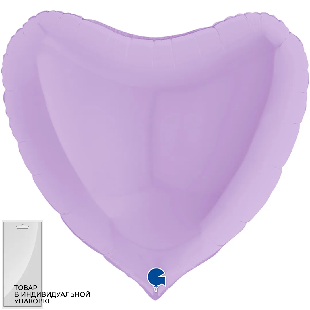G 36"91см Сердце, Светло-сиреневый, Макарунс, 1 шт. в уп. (Италия)