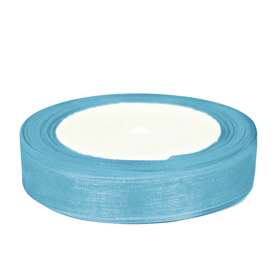 Лента декоративная (1,2 см*22,85 м) Органза, Голубой, 1 шт.