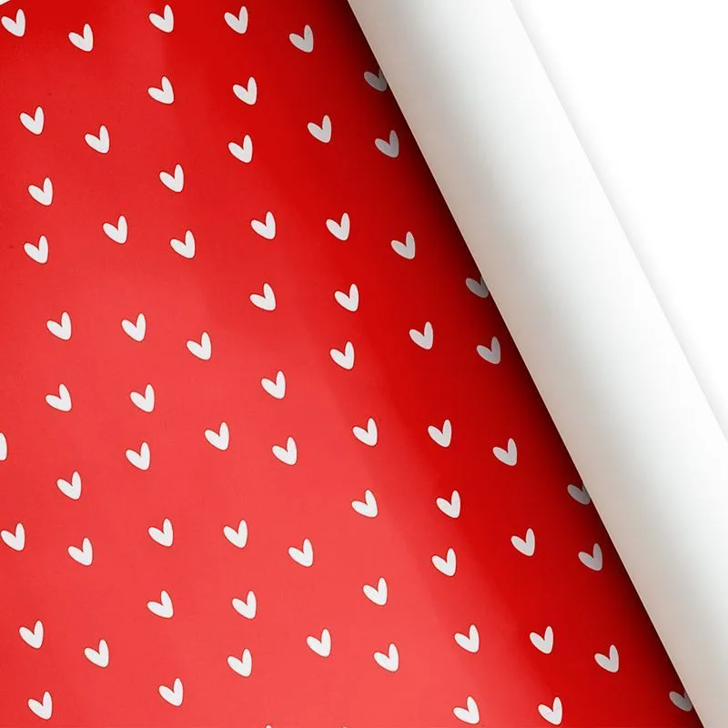 Бумага подарочная "Сердца", Красная / листы 60 *87,5 см 10 шт.
