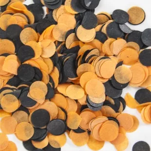 Конфетти тишью Круг, Оранжевый/Черный, 1 см, 50 г.