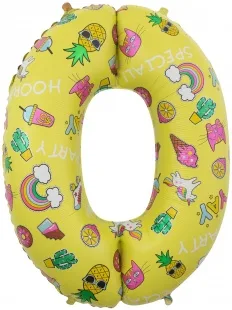 F (34''/86 см) Цифра, 0, Веселые картинки, Желтый, в упаковке 1 шт. (Китай)