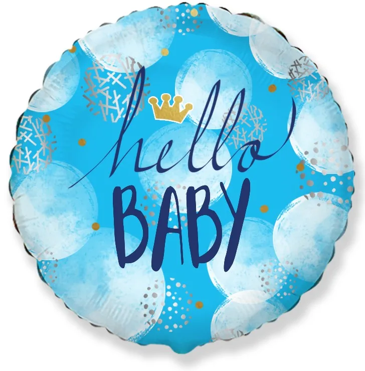 И 9 Мини Круг Привет, Малыш! (корона для принца), Голубой, 1 шт. / 1 шт /