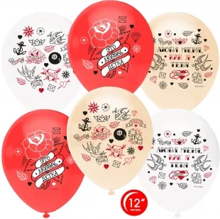 О 12''/30 см Это Любовь, Детка! (тату), Ассорти, пастель, 1 ст, 50 шт. (Турция)