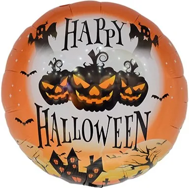 F 18"/48см Круг, Хэллоуин, Страшные тыквы, Оранжевый, 1 шт. (Китай)