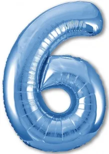 Р 40"/102см Цифра "6" Slim, Синий / 1 шт / (Россия)