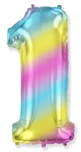 И 40"/102см Цифра "1", Диагональная радуга/ 1 шт (Испания)