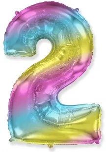 И 40"/102см Цифра "2", Диагональная радуга/ 1 шт (Испания)