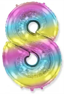 И 40"/102см Цифра "8", Диагональная радуга/ 1 шт (Испания)