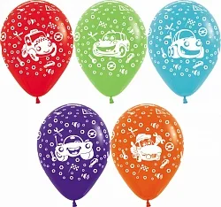 S 12"/30 см Тачки, Ассорти, Пастель, 5 ст. / 50 шт.