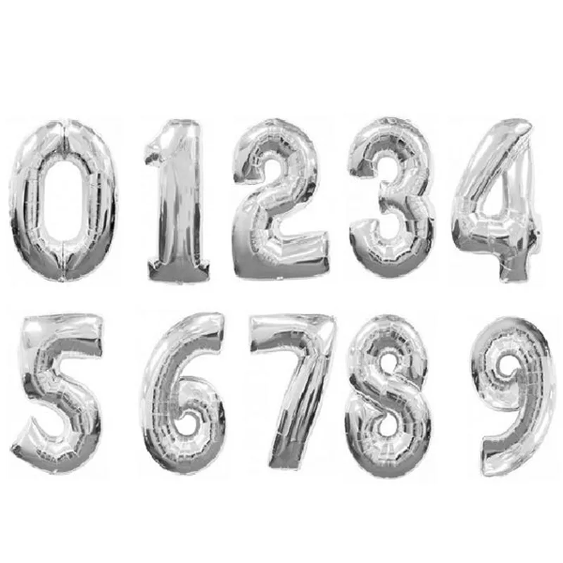 К 40" Цифра миларовая Серебро "4" в упаковке / 1 шт./ (Китай)