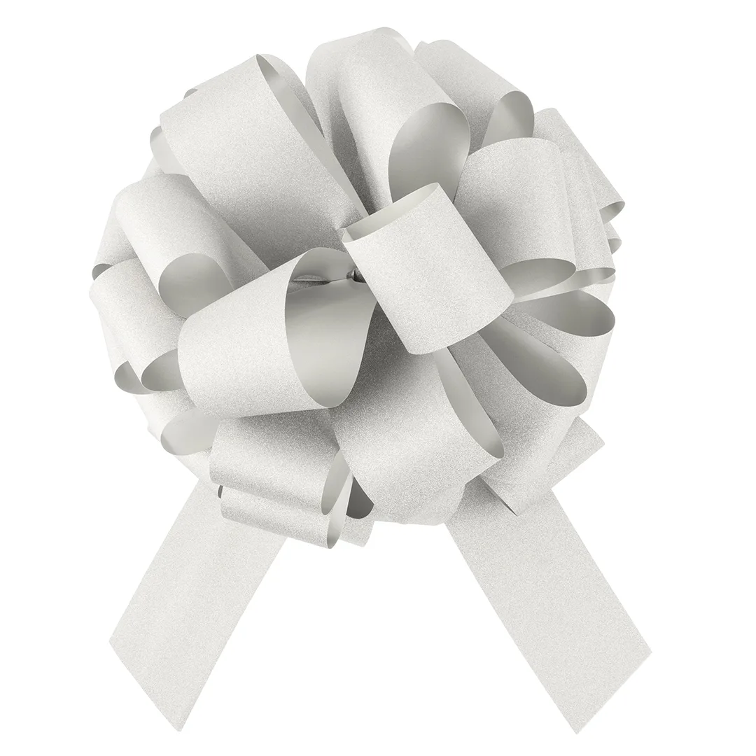 Бант Шар, Серебро, Глиттер, с блестками, 36 см, 1 шт. в упак.