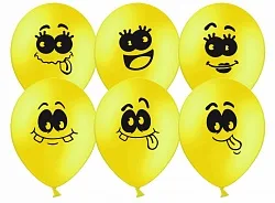 К 12"/30см Смайлики, Пастель, Желтый, 2 ст./ 50 шт. (Китай)