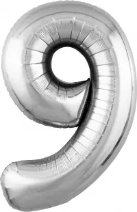 Р 40"/102см Цифра "9" Slim, Серебро / 1 шт / (Россия)