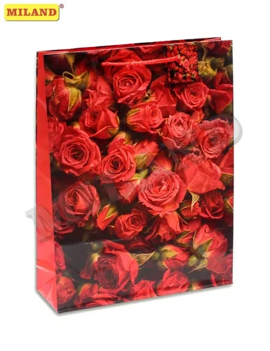 ОПТИМА Пакет подарочный ламинированный Волшебные розы (L) 26.4х32.7х8