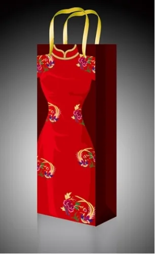 Пакет подарочный "Платье" под бутылку 12 х 36 х 9