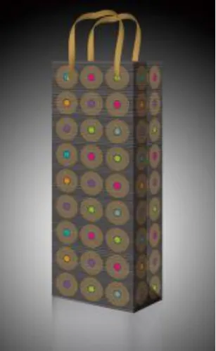 Пакет подарочный "Ретро пластинки" под бутылку 12 х 36 х 9