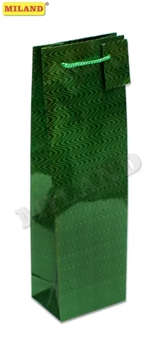 Пакет подарочный "Зеленая волна"  под бутылку 12 х 36 х 9