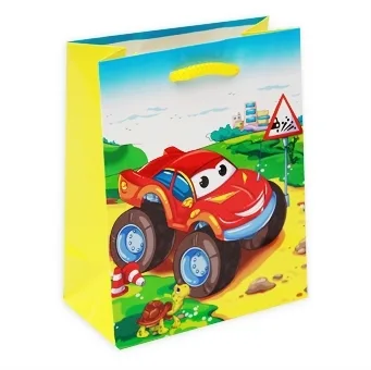 Пакет подарочный "Машина с большими колесами" 11.5х14.5х6см (S)