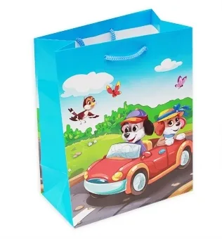 Пакет подарочный ламинированный Милые щенки (S) 12 х 15 х 9