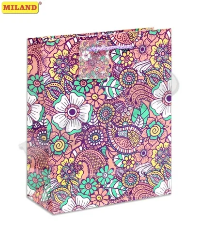 Пакет подарочный Цветочный орнамент (М) 18 х 23 х 10