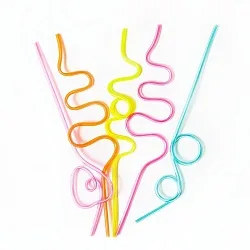 Трубочки для коктейлей "Изгиб" ассорти, пластик/ 5 шт.