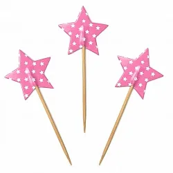 Пики для канапе Звезды Розовые 20 шт.