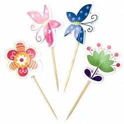 Пики для канапе Цветы и бабочки 20 шт.