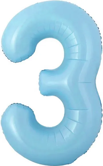 F 16"/41 см Мини-цифра, 3, Голубой, 1 шт. Китай