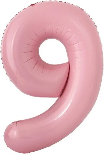 F 16"/41 см Мини-цифра, 9, Розовый, 1 шт.  Китай