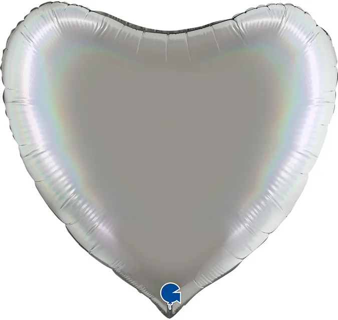 G 36"91см Сердце, Серебро, Голография, 1 шт. в уп.(Италия)